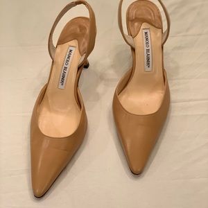 Manolo Blahnik Carolyne Slingback Pump in Beige, Sz 6.5 - NWOT